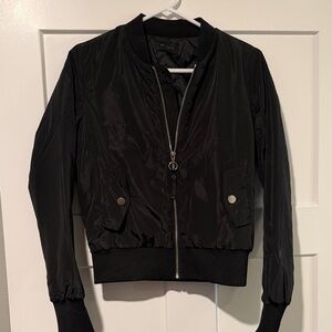 BE COOL Classic Black Bomber Jacket